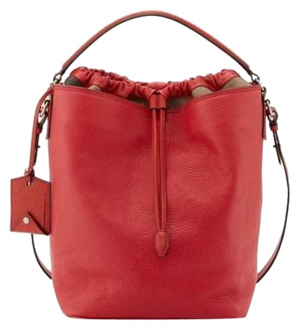 Burberry Handbag Bucket Ashby Red Leather Hobo Bag