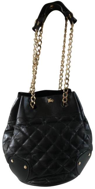 Burberry Bucket Bqllaney Black Leather Hobo Bag