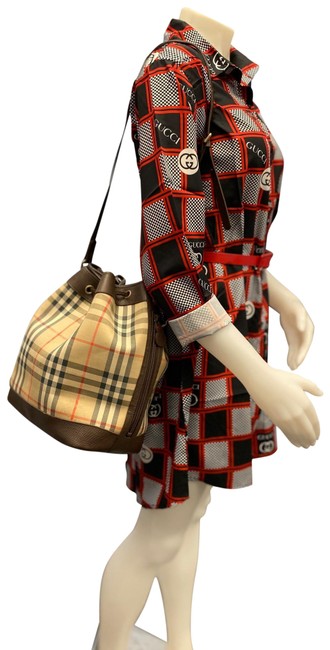 Burberry Bucket Brown Canvas Cross Body Bag