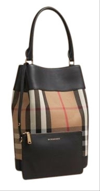 Burberry Bucket Euc House Check BlackMultiple Leather Canvas Hobo Bag