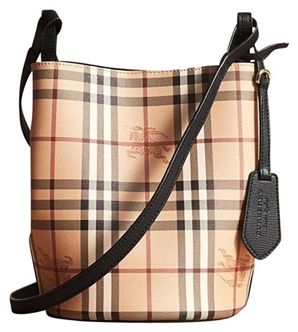 Burberry Bucket Haymarket And Black Leather Cross Body Bag