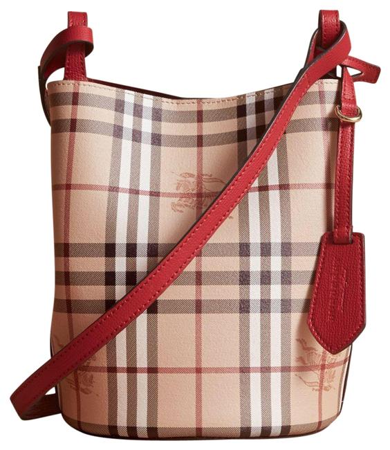 Burberry Bucket Lorne Reversible Red Cross Body Bag