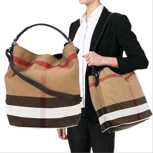 Burberry Bucket Nwot Trim Canvas Ashby Hobo Bag