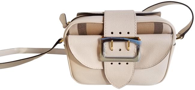 Burberry Buckle Small Limestone White Leather Cross Body Bag