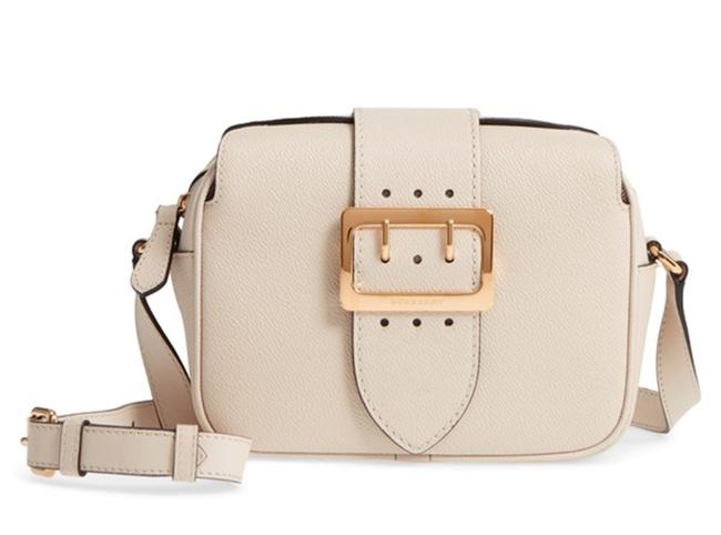 Burberry Buckle Small White Leather Cross Body Bag