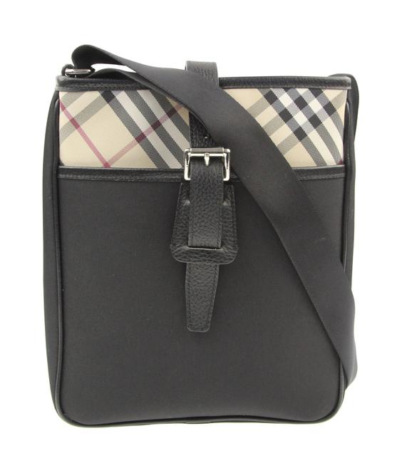 Burberry Buckle Vertical Black Canvas Cross Body Bag