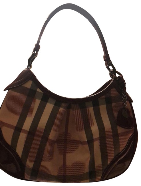Burberry Burgundy Canvas and Leather Hobo Bag