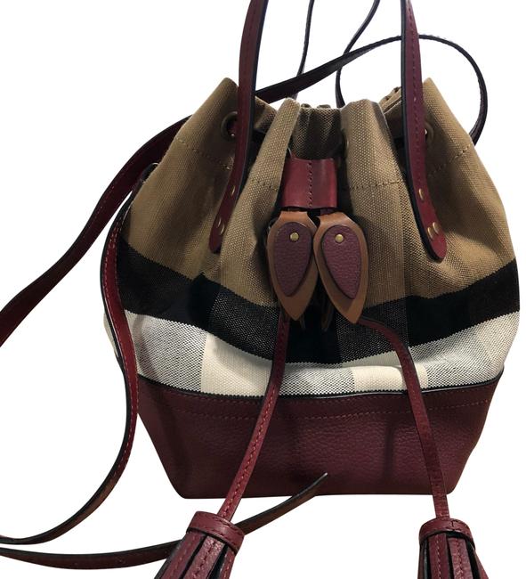 Burberry Burgundy Canvas Leather Cross Body Bag