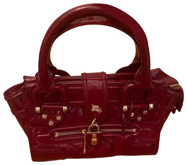 Burberry Burgundy Grande Manor Patent Leather Clutch