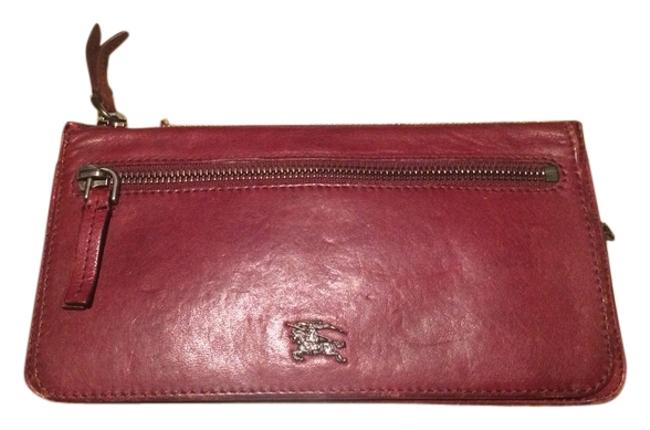 Burberry Burgundy Leather Clutch