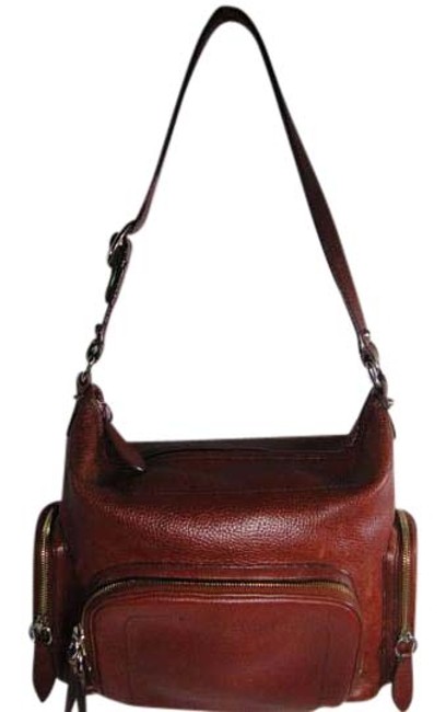Burberry Burgundy Leather Hobo Bag