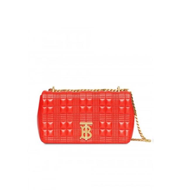 Burberry Cr New Small Quilted Lola Red Leather Cross Body Bag