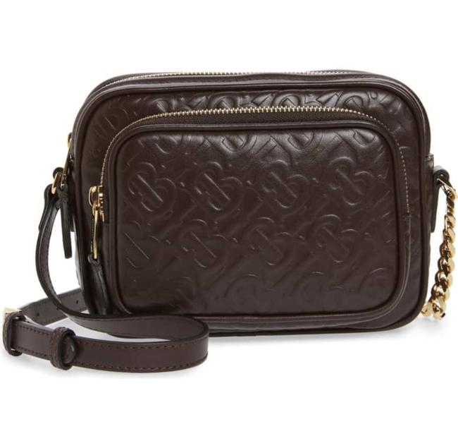 Burberry Camera Small Tb Monogram Dark Burgundy Calfskin Leather Cross Body Bag