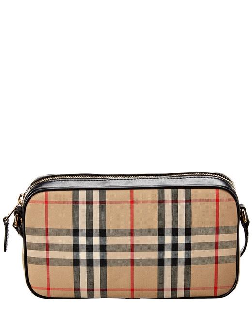 Burberry Camera Small Vintage Check Brown TextileLeather Cross Body Bag