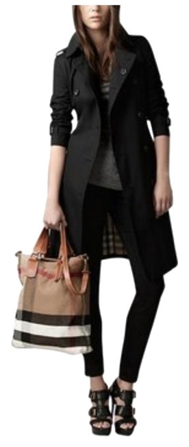 Burberry Tote Canvas Check Medium Tottenham Saddle Brown Cross Body Bag