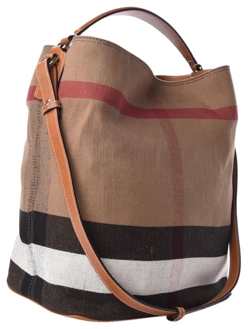 Burberry Check Ashby Canvas Hobo Bag