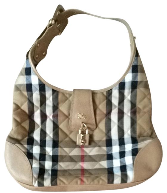 Burberry Check Beige Hobo Bag