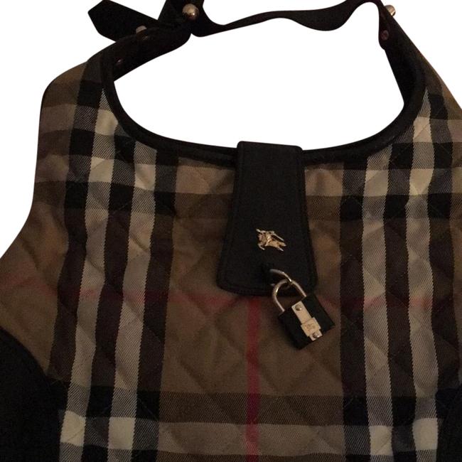 Burberry Check Black Leather Trim Hobo Bag