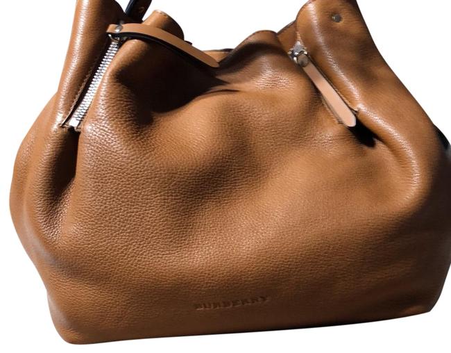 Burberry Check Medium Maidstone Tote Brown Leather Hobo Bag