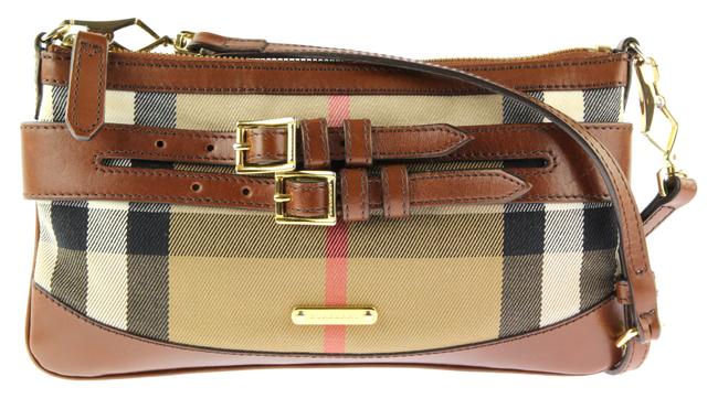 Burberry Check Mini Brown CanvasLeather Cross Body Bag