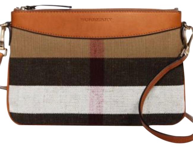 Burberry Check Peyton Brown CanvasLeather Cross Body Bag