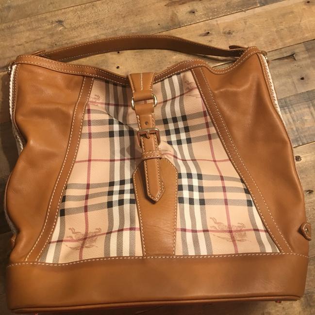 Burberry Checkered Leather Hobo Bag