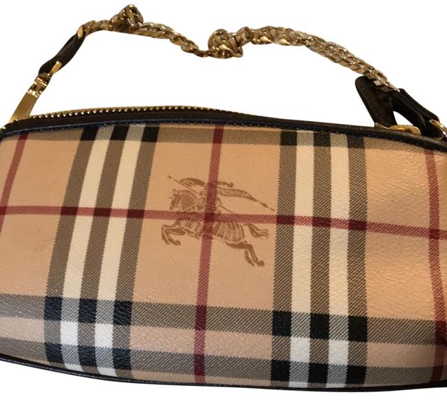 Burberry XS Clara Hym Bro Beige and Red Leather Clutch