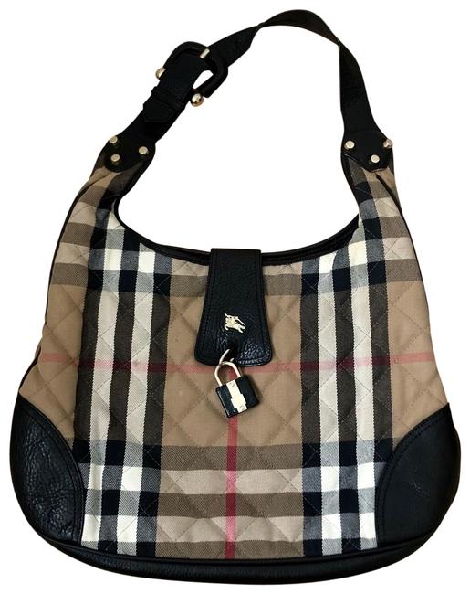 Burberry Classic Check Canvas and Leather Hobo Bag