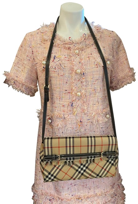 Burberry Classic Nova Check Print Sling Cream Canvas Cross Body Bag