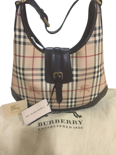 Burberry ClassicBrown Leather Hobo Bag