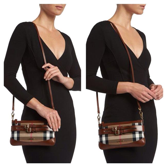 Burberry Clutch Dark Tan Cotton + Leather Cross Body Bag