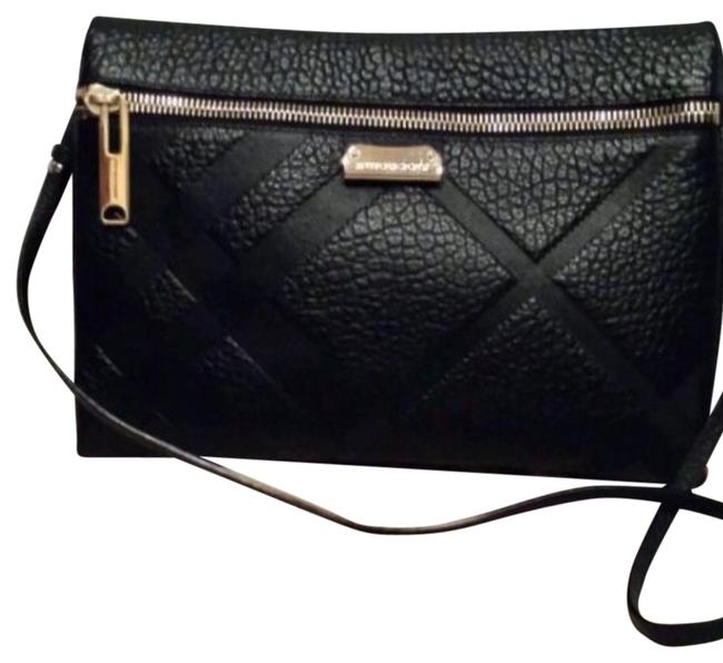 Burberry Clutch Medium Grain Check Balmoral Black Leather Cross Body Bag
