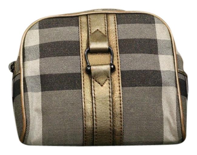 Burberry ClutchMakeup Gold CheckNova Check FabricLeather Clutch