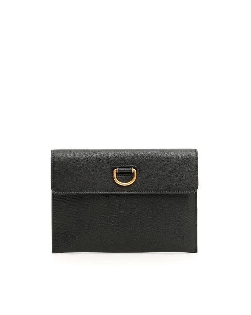 Burberry Cr New Ring Black Leather Clutch
