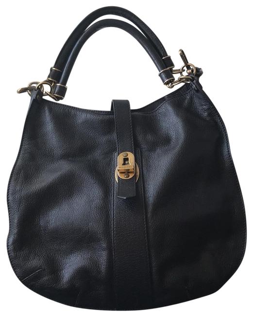 Burberry Hobo Creighton Large Black Lambskin Leather Clutch