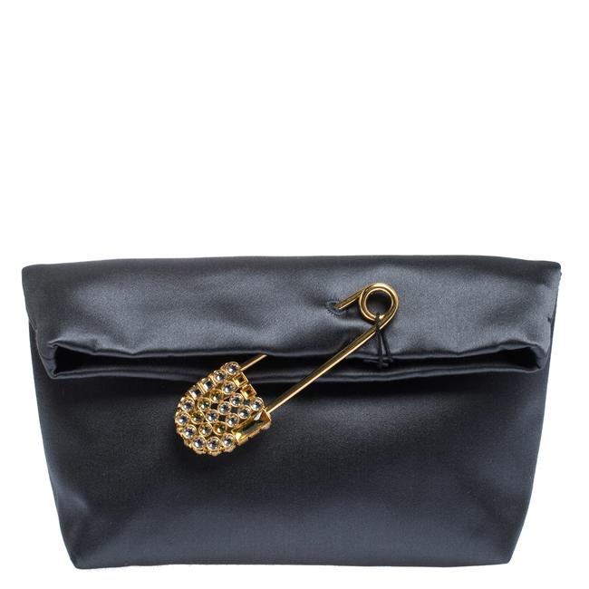 Burberry Crystal Embellished Pin Grey Satin Clutch