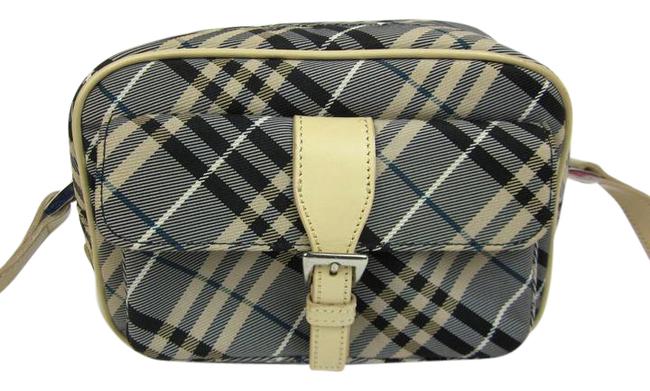 Burberry Dark Blue Nova Check Beige LeatherJacquard Cross Body Bag