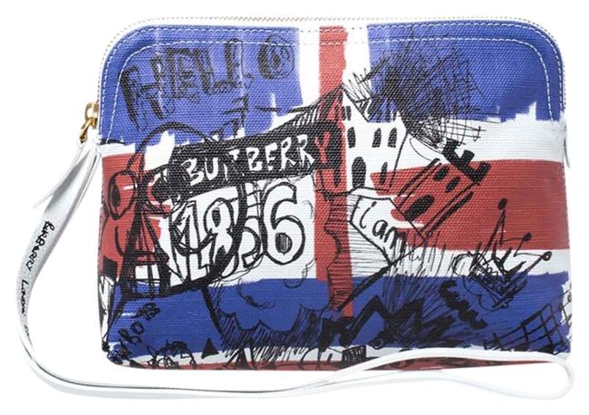 Burberry Doodle Print Wristlet Pouch Multicolor Coated Canvas Clutch