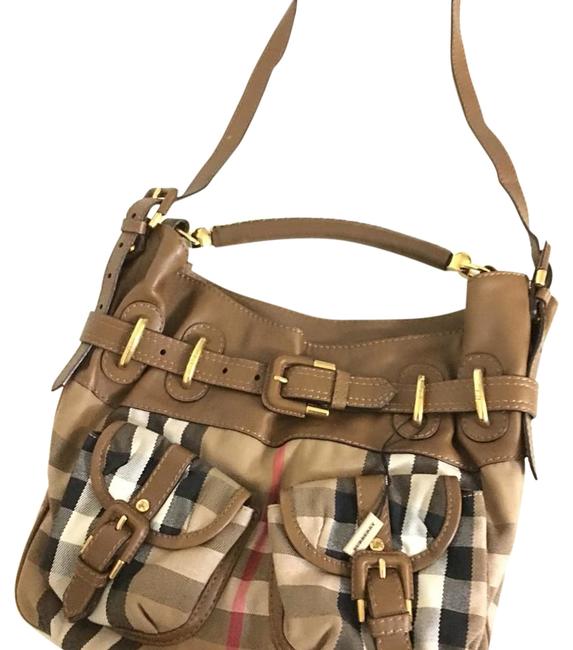 Burberry Double Strap Brown Plaid Cross Body Bag