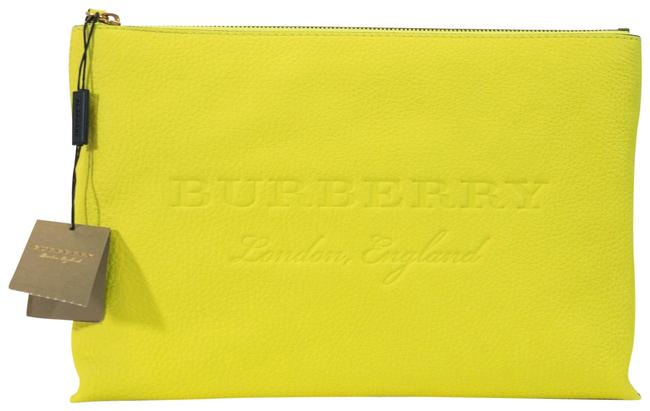 Burberry Duncan Zip Pouch Bright Yellow Leather Clutch