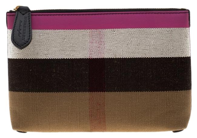 Burberry Duncan Zip Pouch Multicolor Canvas Clutch