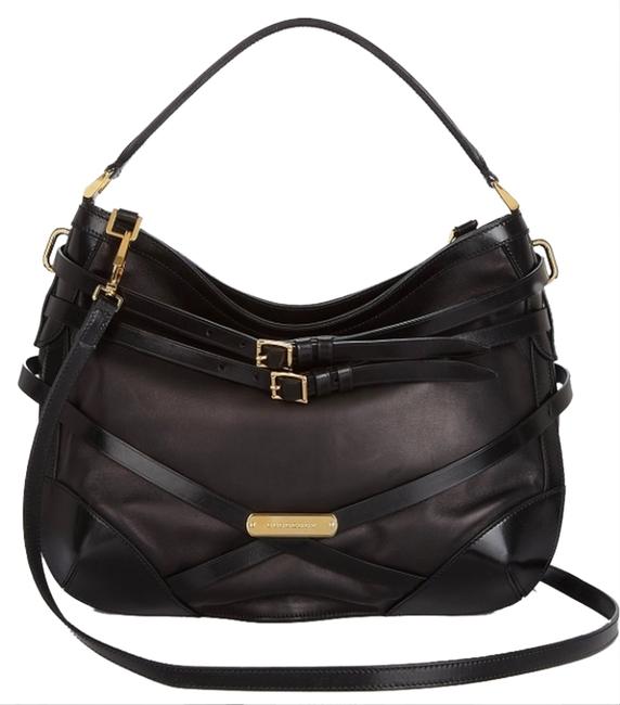 Burberry Dutton Black Leather Hobo Bag