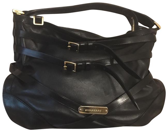 Burberry Dutton Bridle Black Lambskin Leather Hobo Bag