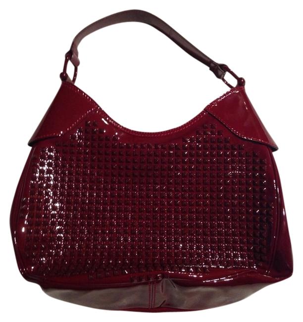 Burberry Elly Dark Red Patent Leather Hobo Bag