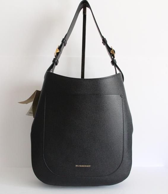 Burberry Elmstone Black Leather Hobo Bag