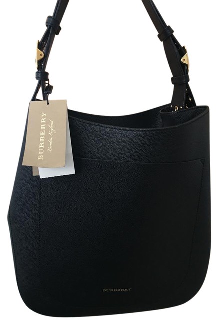 Burberry Elmstone Studded Black Leather Hobo Bag