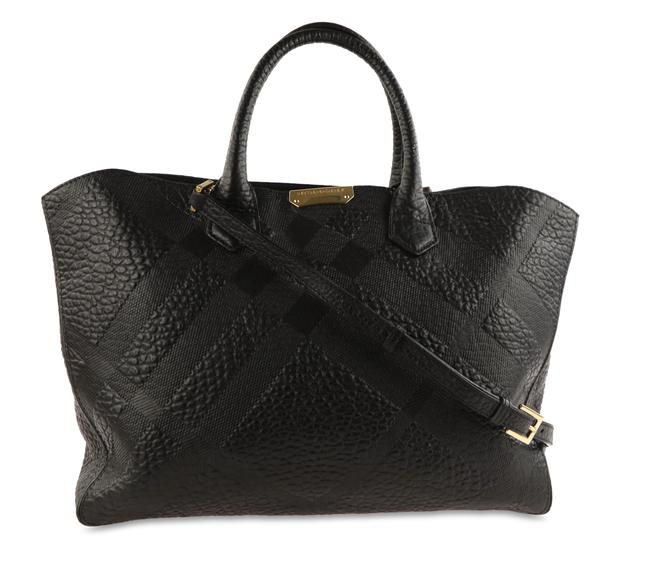 Burberry Embossed Tote Black Leather Cross Body Bag
