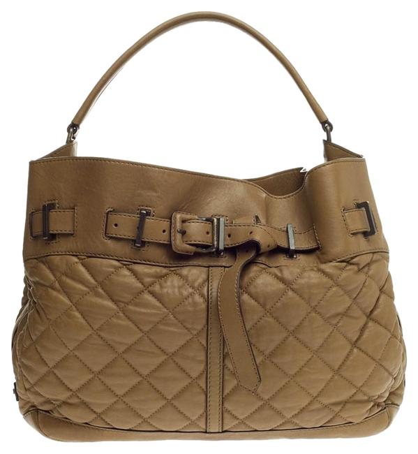 Burberry Enmore Quilted Medium Brown Leather Hobo Bag