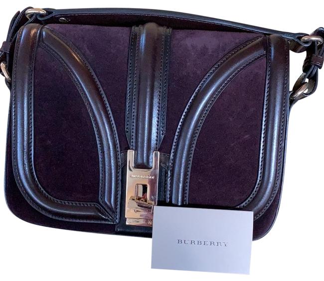 Burberry Espresso Burgundy Blend Suede Clutch
