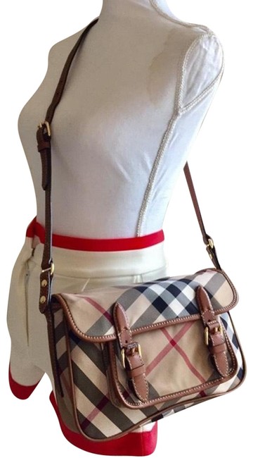 Burberry Shoulder Euc Check Multiple LeatherCanvas Cross Body Bag